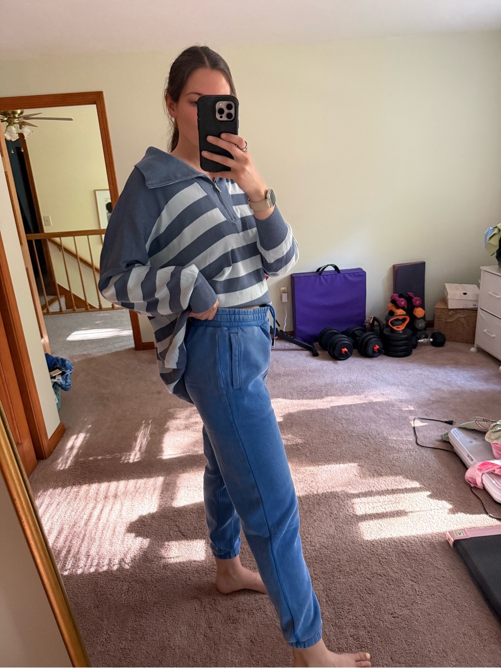 Blue Women's Jogger Sweatpants with Pockets